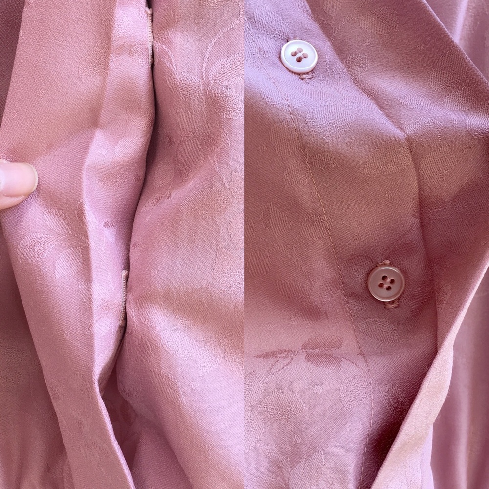 Vintage 80s Pink Button Top Tie Jacket Puff Sleeve - Picture 5 of 8